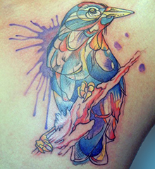 татуировка акварель птица